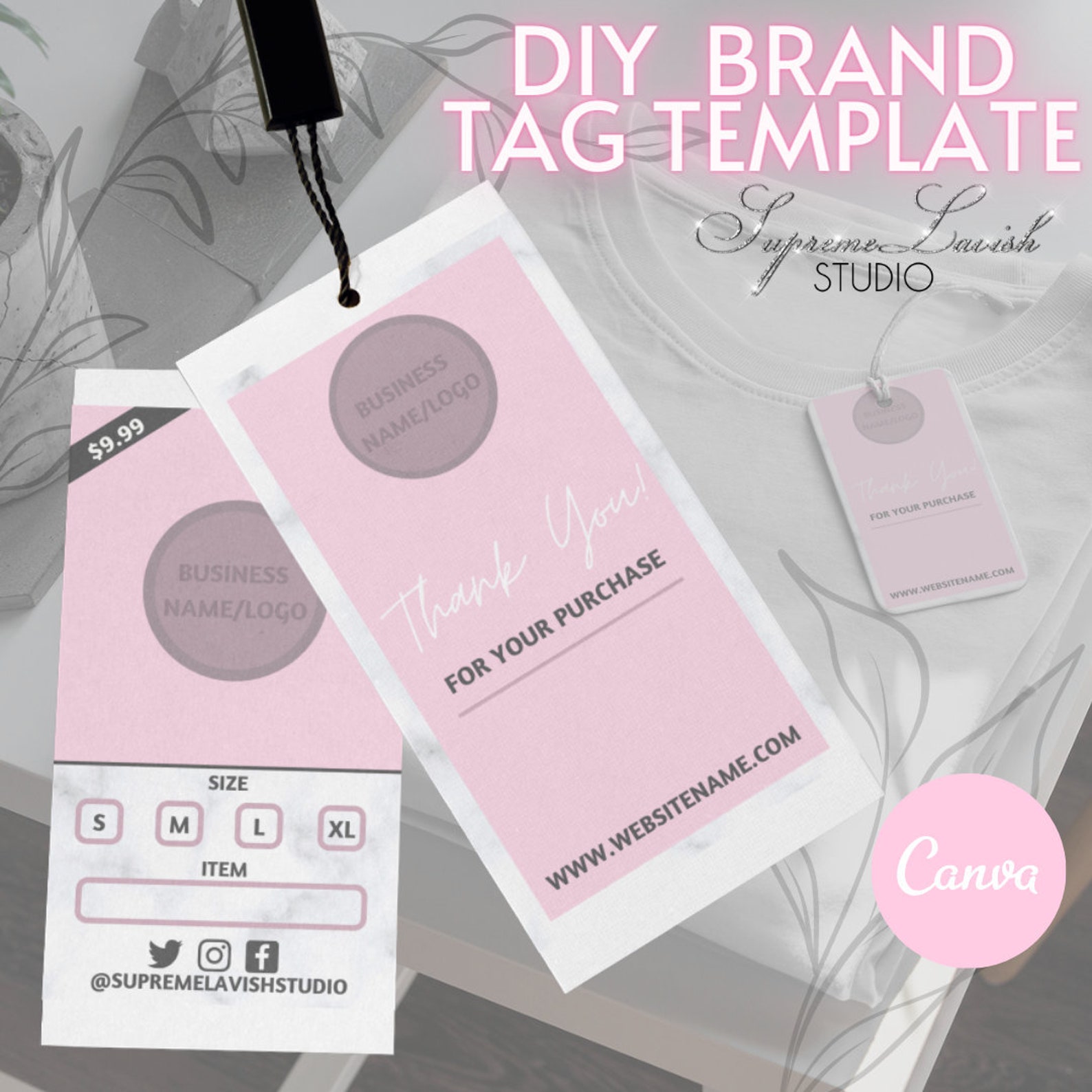 DIY Editable Template Canva Boutique Tag Clothing Tag Etsy