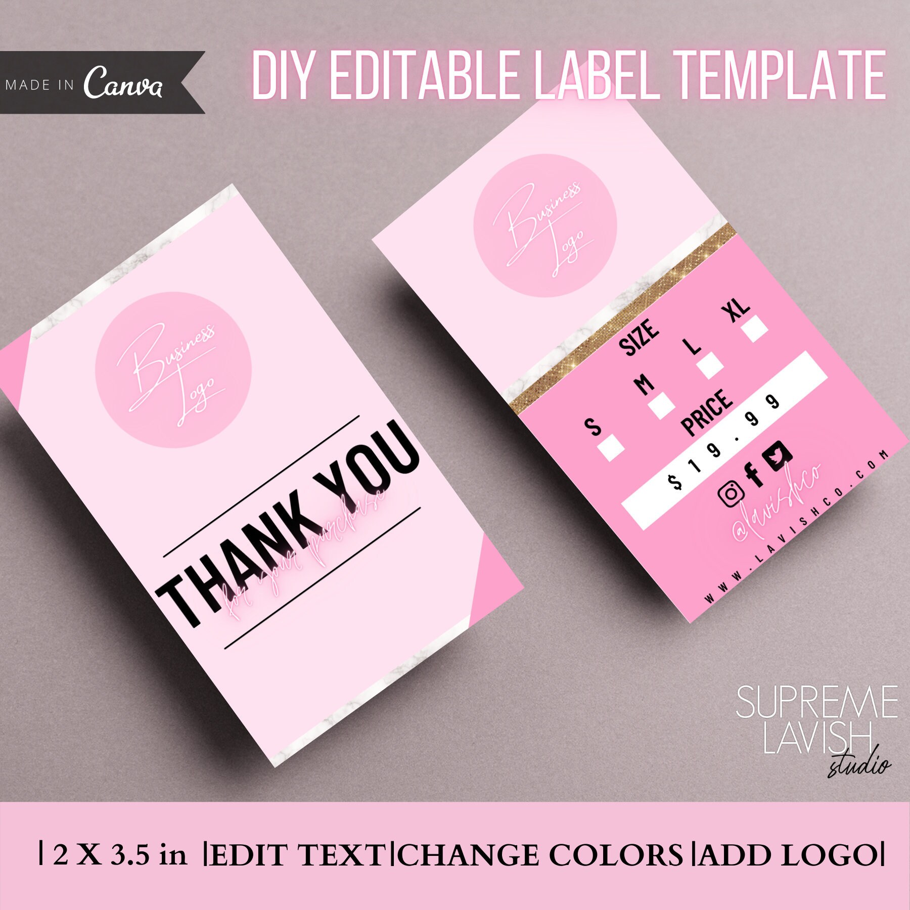 DIY Editable Template Canva Boutique Tag Clothing Tag Etsy