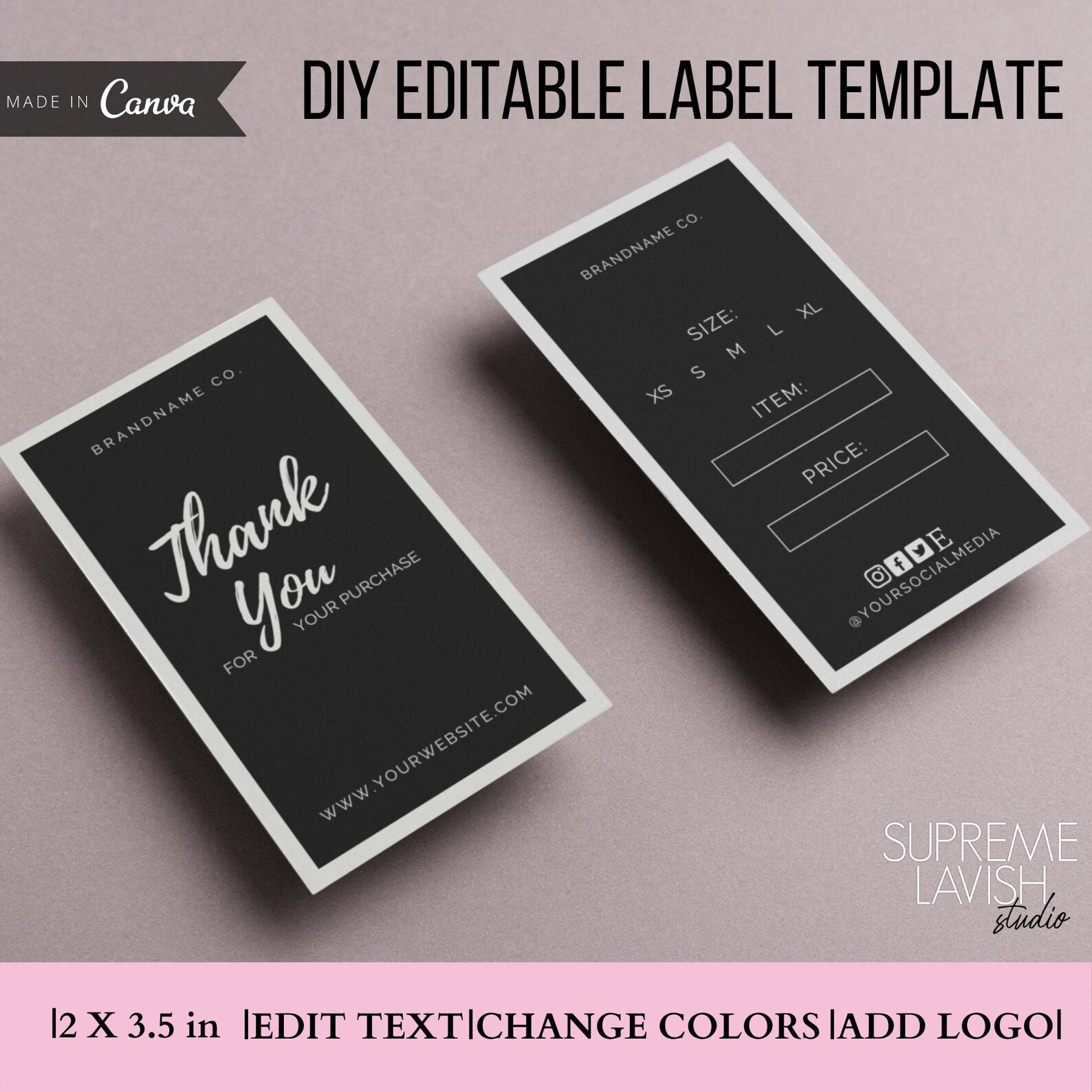 DIY Editable Template Canva Boutique Tag Clothing Tag Etsy