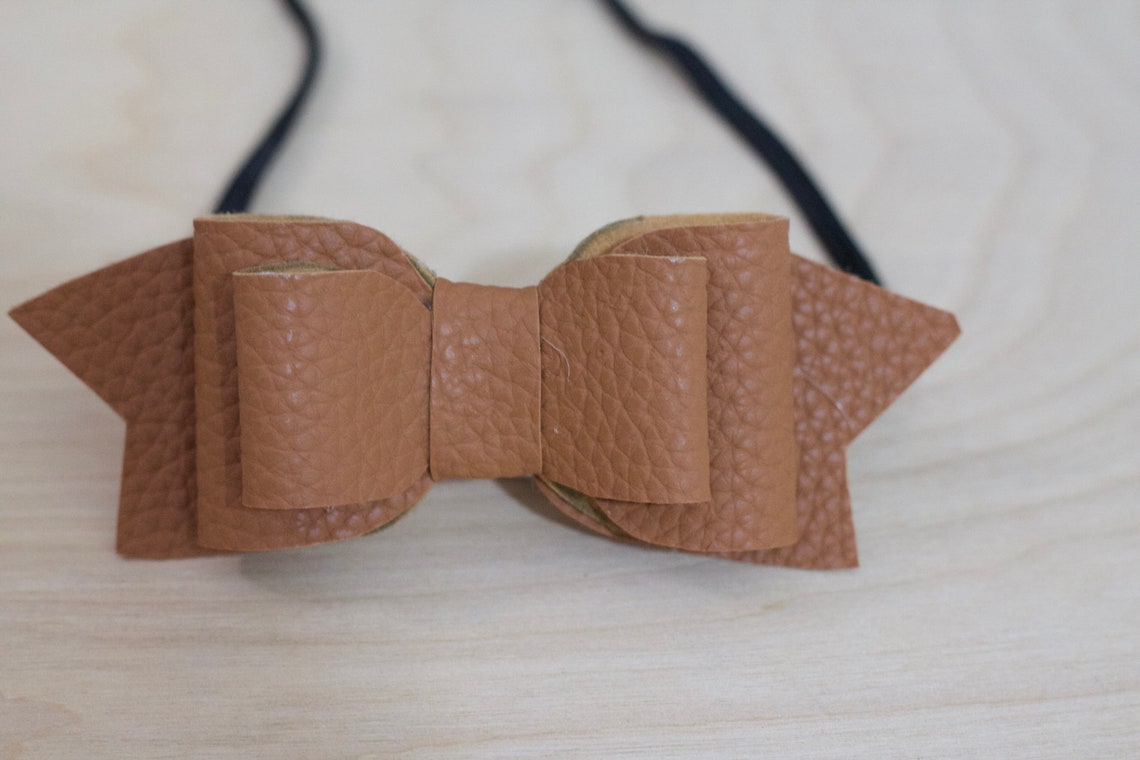 Faux Leather Hair Bow Headband Etsy