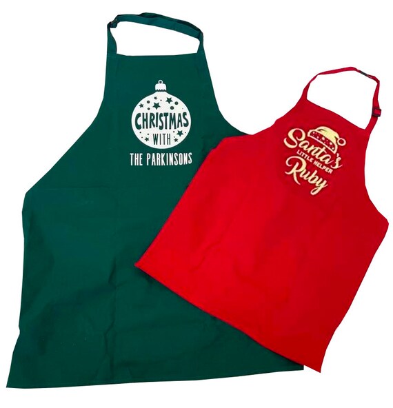 1 x Adult and 1 x Childs Christmas Aprons Pk 2 Etsy