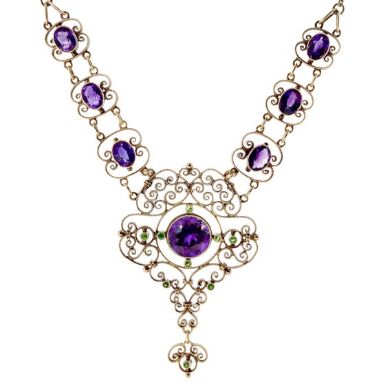 Sale! Edwardian Suffragette Amethyst & Demantoid … - image 1