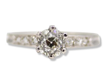 Classic Edwardian 0.78ct Old Mine Diamond Engagement Ring in Platinum