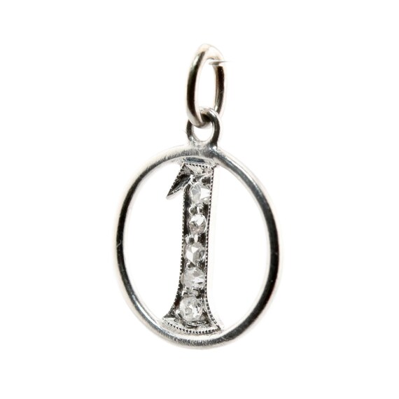 Sale! Art Deco Diamond Number One 1 Charm in Plat… - image 3