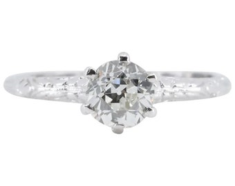 Art Deco Orange Blossom 0.75ct Diamond Engagement Ring in Platinum