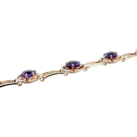 Sale! Mid Century Amethyst Flower Bracelet in 14K… - image 4