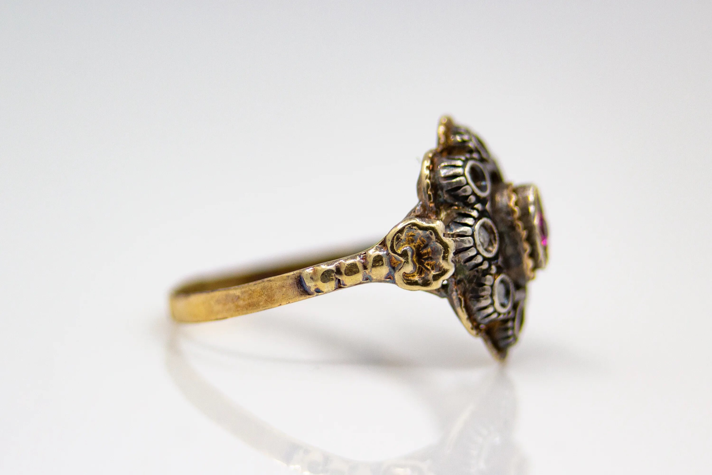 Georgischen Stil Rose geschnitten Diamant-Ring in Gelbgold | Etsy