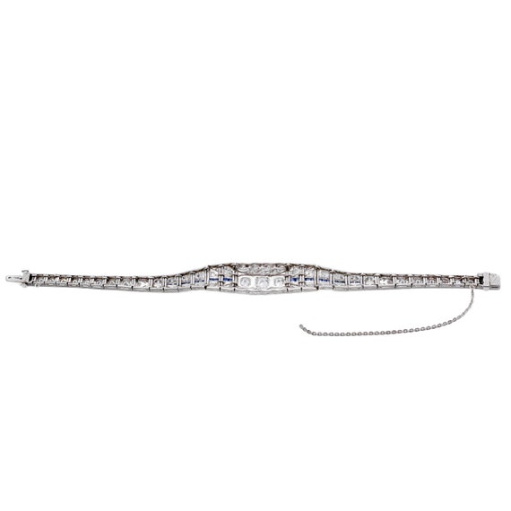 Art Deco 5.06ctw Diamond & Sapphire Bracelet in P… - image 7