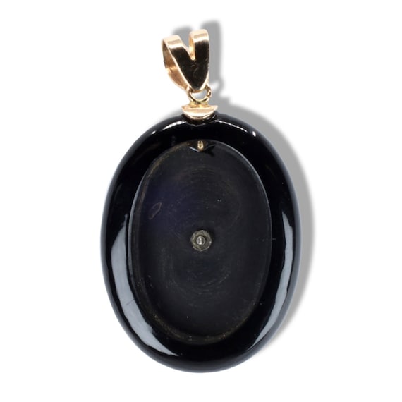 Victorian Onyx & Rose Cut Diamond Pendant in 14K … - image 2