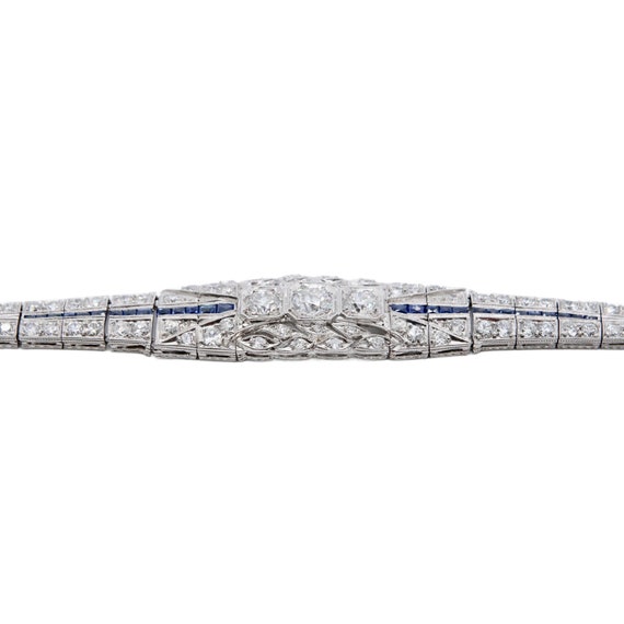 Art Deco 5.06ctw Diamond & Sapphire Bracelet in P… - image 5