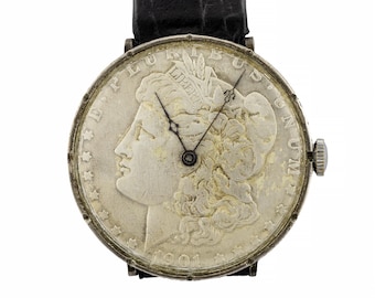 Vintage Morgan Silver Dollar Coin Sterling Mechanical Wrist Watch Circa 1960 s Etsy