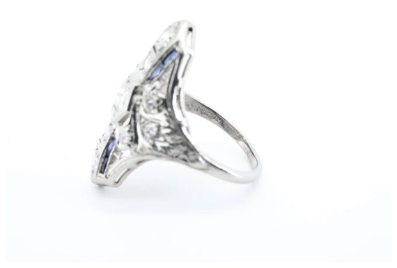 Art Deco Platinum, European Cut Diamond, & Sapphi… - image 4