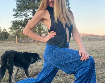 High Waisted Palazzo Pant in Herringbone Print