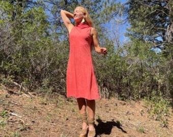 The Liz Dress in Coral Velour