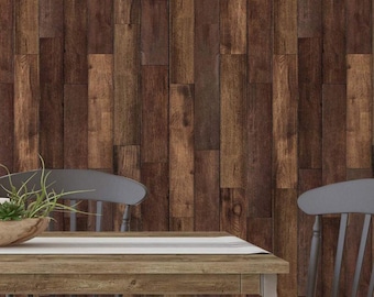 Wood Plank Wallpaper: Brown Rustic Wall Decor