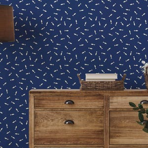 Tiny Fish Wallpaper | Navy & Cream, Nautical Wall Decor | Traditional or Peel and Stick