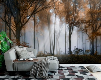 Mystic Fog - Enchanted Forest Wallpaper - Peel and Stick / Traditional Options