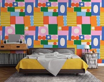 Abstract Geometric Wallpaper: Multicolor Modern Geometric Decor