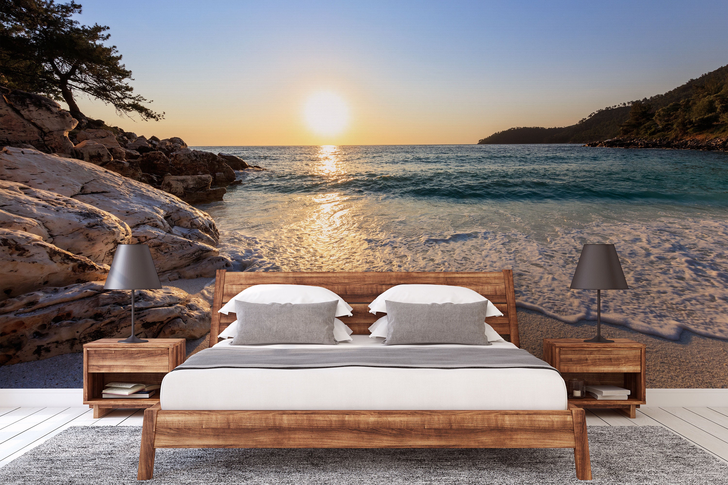 Sunrise Beach Wallpaper Wall Decal for Bedroom Wall Murals - Etsy