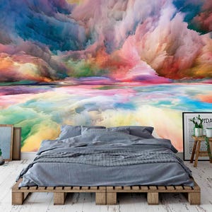 Abstract Cloudscape Wall Mural | Multicolor, Abstract Wall Decor | Traditional or Peel and Stick