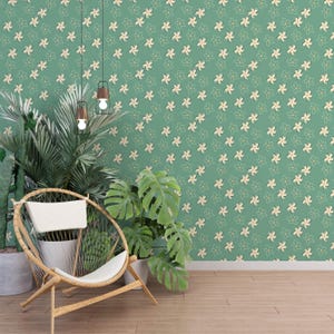Retro Daisy Wallpaper: Teal & Cream Retro Floral Decor