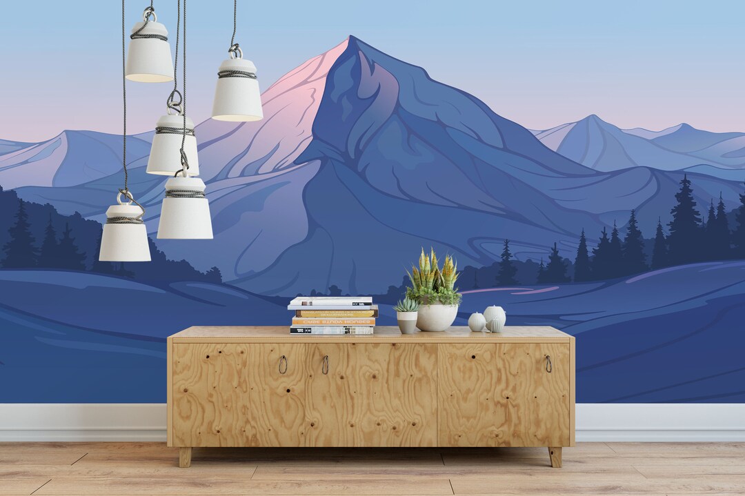 Winter Mountain Landscape Wallpaper Wall Decal for Bedroom Wall Murals ...