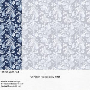 Floral Bouquet Wallpaper: Blue & White Vintage Floral Decor image 5