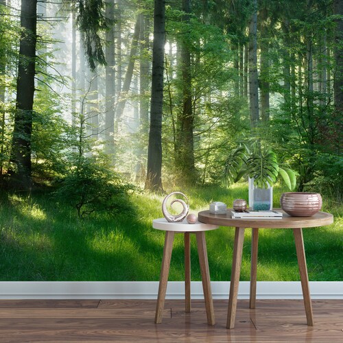 Tree Forest Garden Wallpaper Wall Decal for Bedroom Wall Etsy