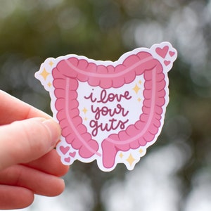 I Love Your Guts Waterproof Sticker | Anatomical GI Intestines | Laptop Decal | Gastrointestinal | Dietitian Gift