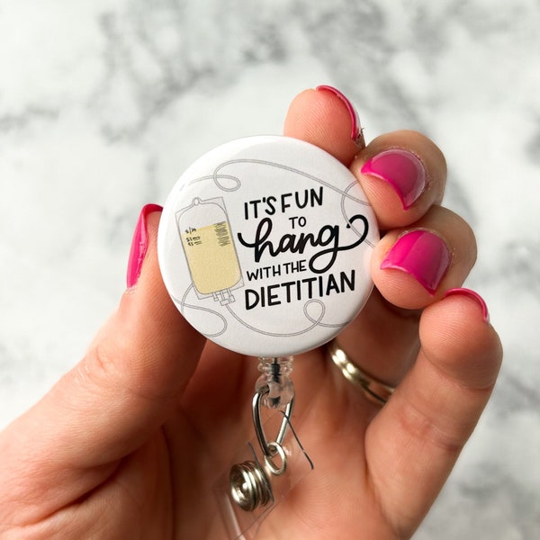 It's Fun to Hang with the Dietitian Badge Reel | Dietitian ID Holder | RD Badge Buddy | Clinical Dietitian Gift | Badge Clip