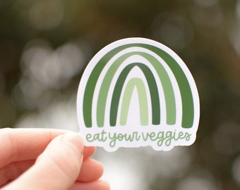 Eat Your Veggies Rainbow Sticker | Waterproof Decal | Dietitian Gift | Vegetarian | Vegan | Plant Based Nutrition