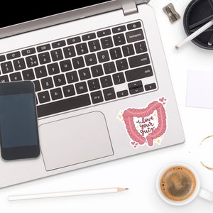 I Love Your Guts Waterproof Sticker | Anatomical GI Intestines | Laptop Decal | Gastrointestinal | Dietitian Gift image 4