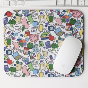 Nutrition Doodles Mouse Pad | Registered Dietitian Office Decor | RD Day Gift Idea | National Nutrition Month | Dietetic Intern