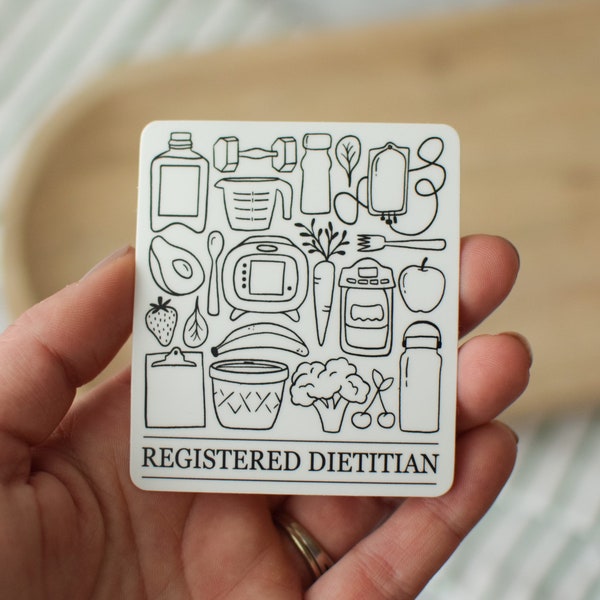 Registered Dietitian Icons Waterproof Sticker | Decal | Clinical RD Gift | National Nutrition Month RD Day Gift Idea