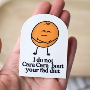 I Don't Cara Cara Waterproof Sticker | Decal | Clinical RD Gift | National Nutrition Month RD Day Gift Idea | Food Pun | Anti-Diet