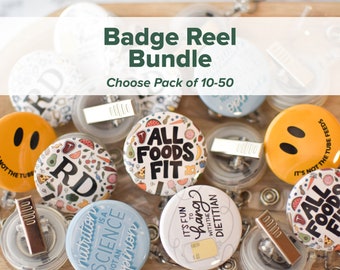 Dietitian Badge Reel Bundle | Bulk Discount Group Rate | RD Badge | Clinical Dietitian Gift | Registered Dietitian ID Badge Clip Holder