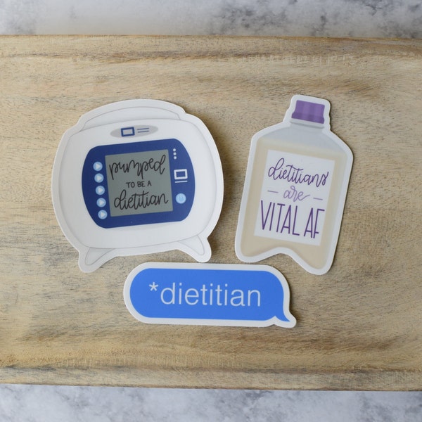 Bundle of Registered Dietitian Stickers | Water Bottle Decal | Clinical RD Gift | Nutrition Stocking Stuffer | Tubefeeding