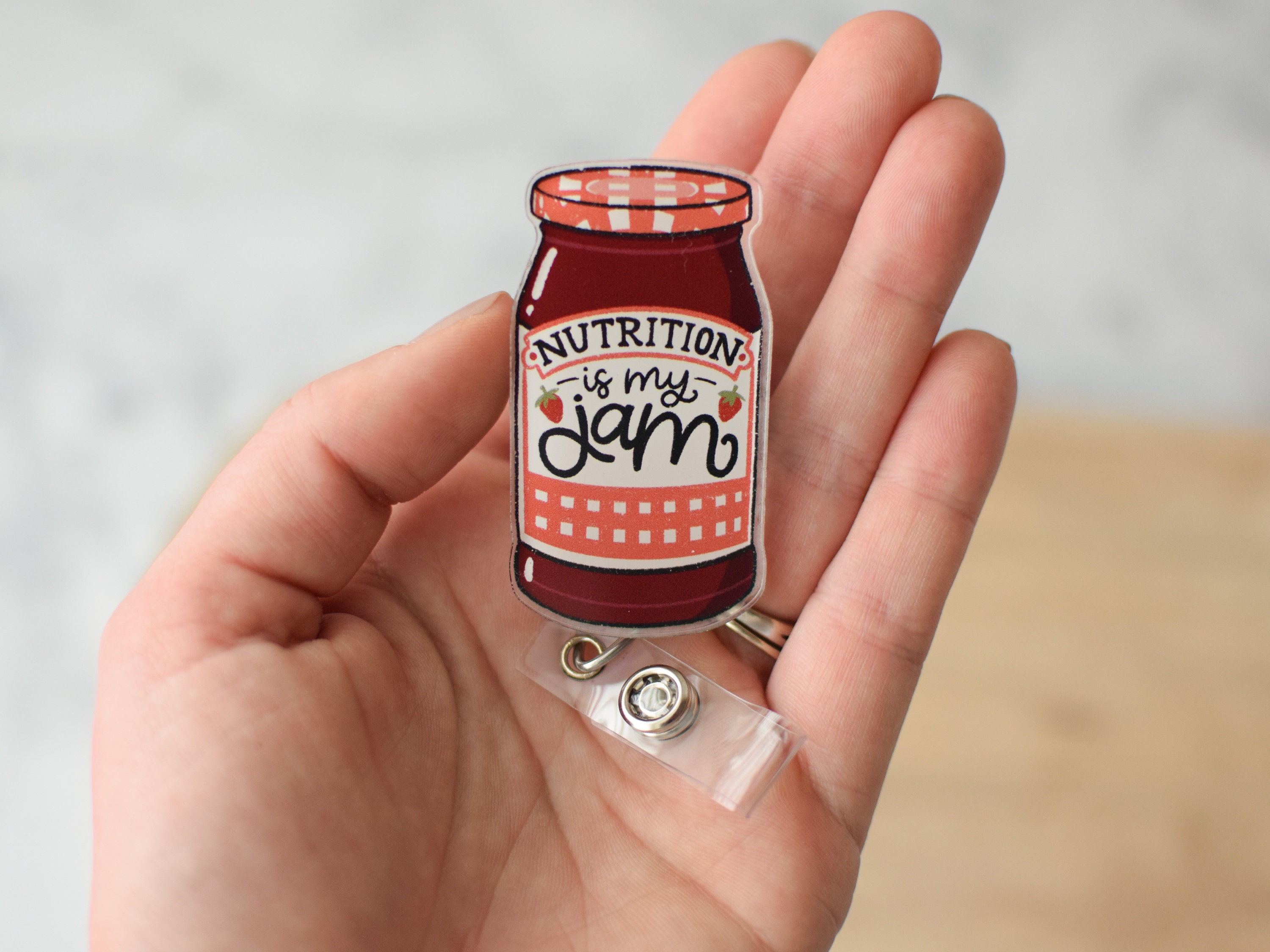 Nutrition is My Jam Badge Reel | Clinical Dietitian Gift | Dietetic Intern | RD Day Idea | Registered Dietitian ID Badge Clip Holder