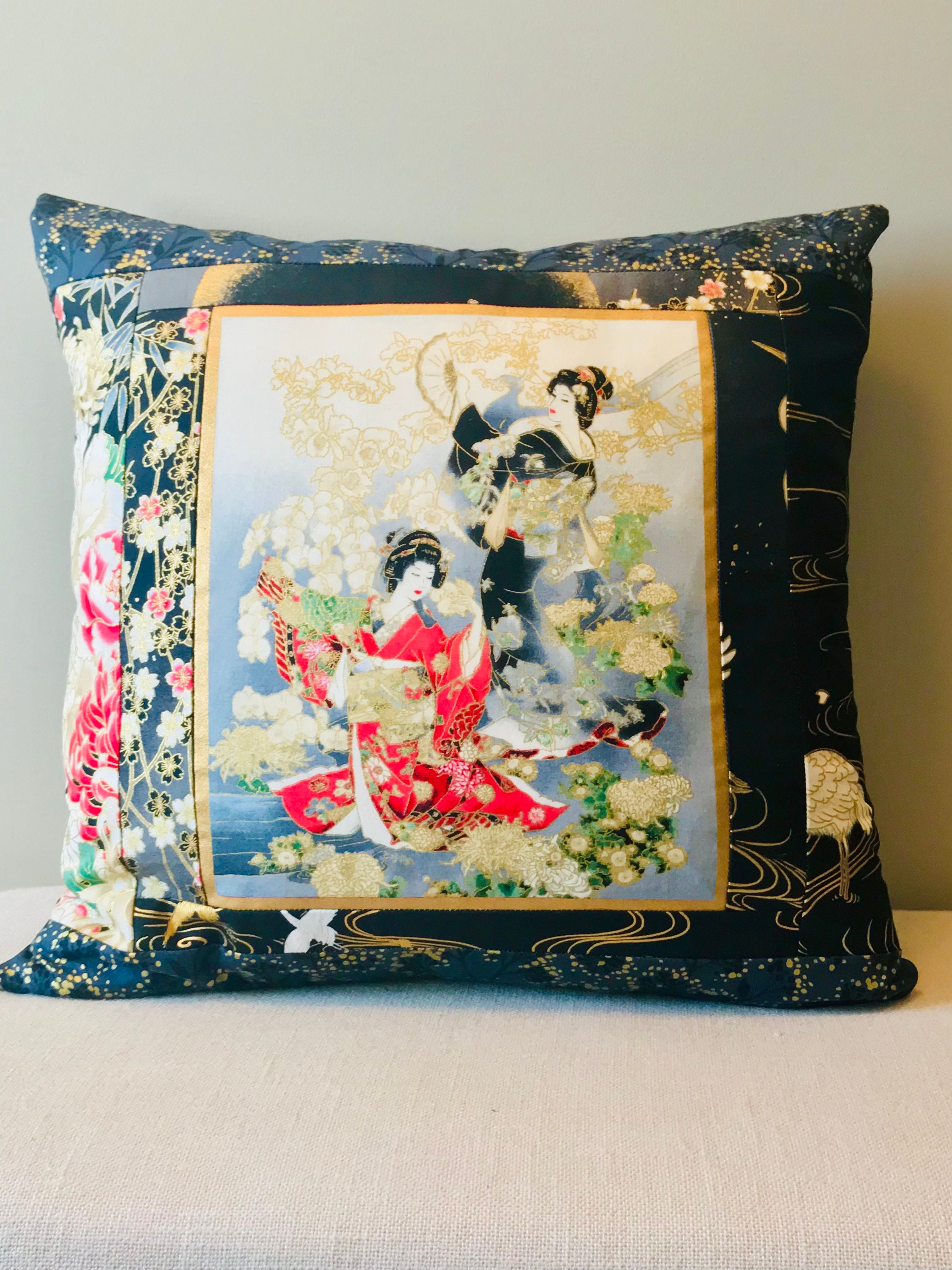 Japanese Geisha Pillowcase 20x20 Pillow Cover Etsy