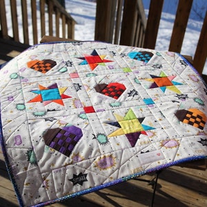 Wishing Stars and Hearts, Art Quilt, Quilted Wall Hanging, Joy