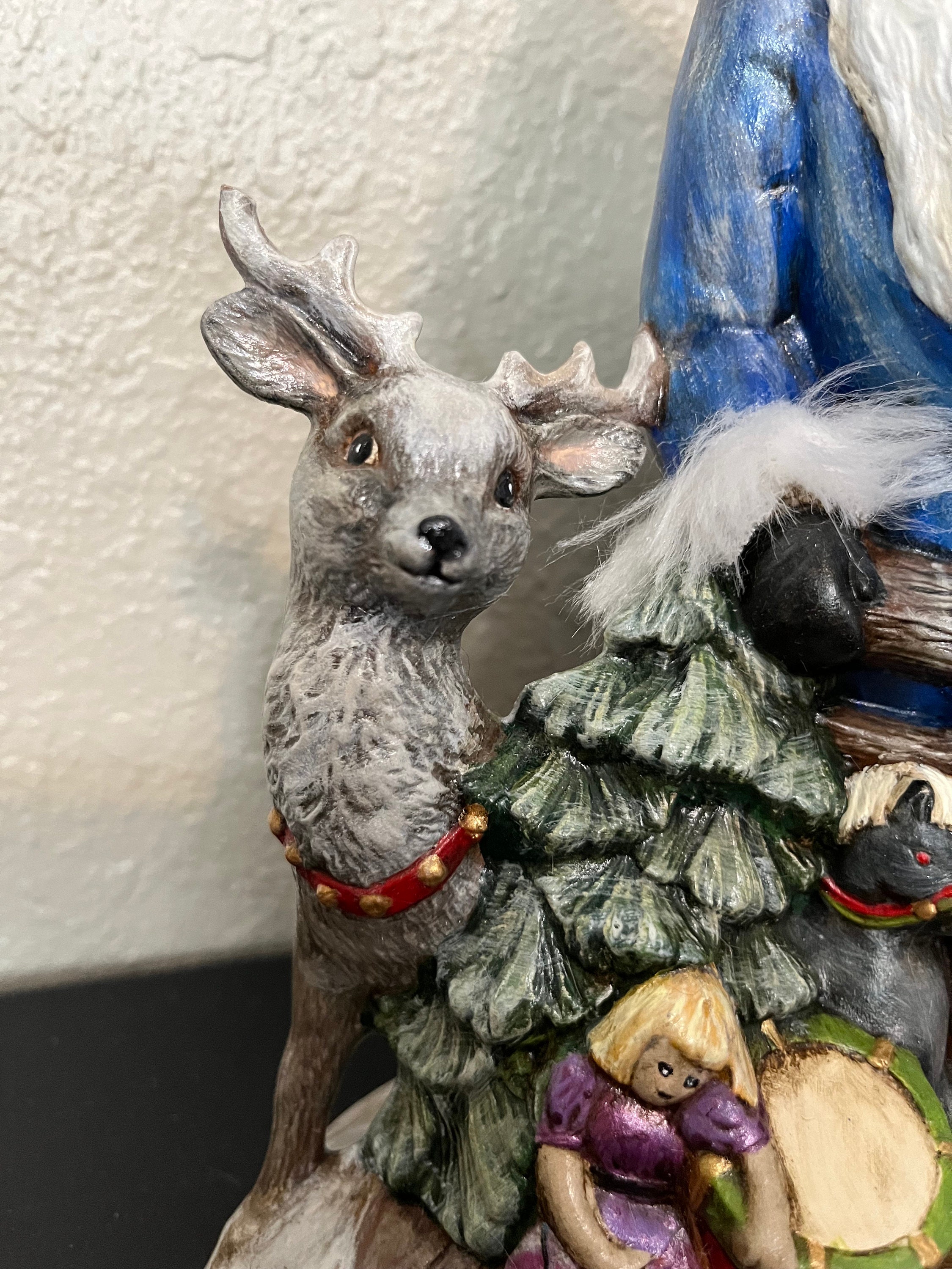 Ceramic Hand Painted Blue Santa Claus Figurine |santa With