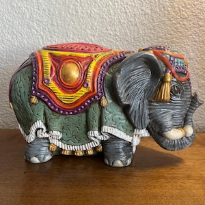 Elephant Piggy Bank | Ceramic Hand Painted Elephant Coin Bank| Colorful Gender Neutral Baby Gift