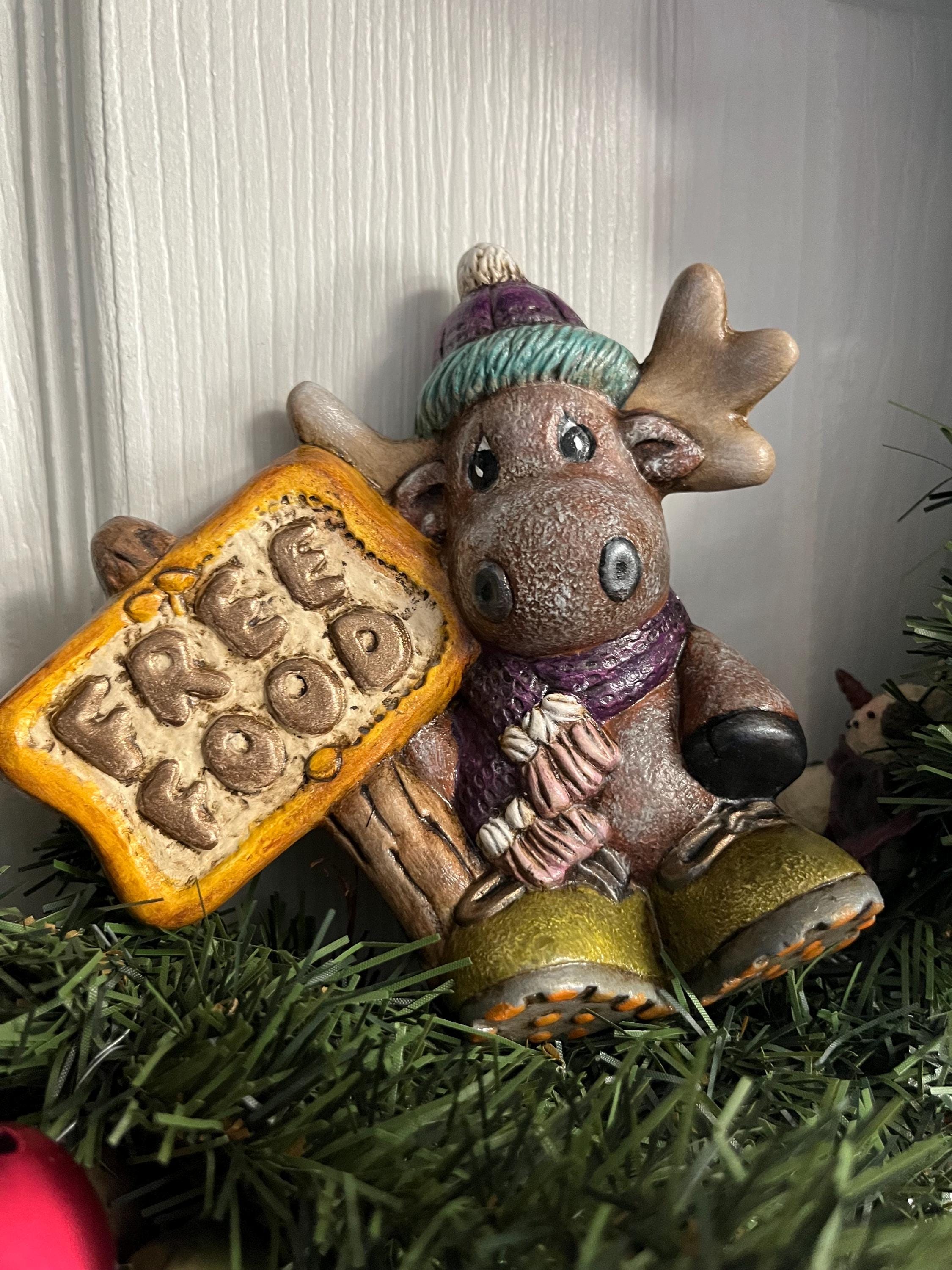Hand Painted Ceramic Moose Figurine: Hiking Cabin Decor - Etsy