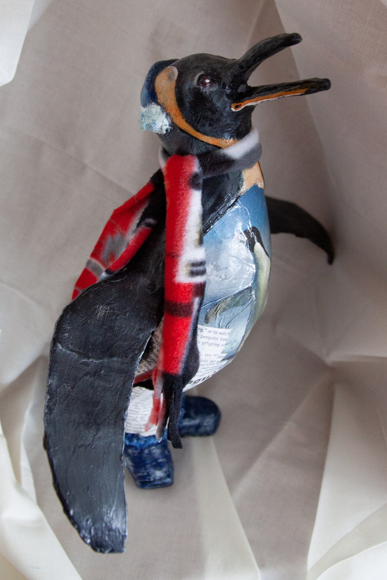 Paper Mache Penguin Fun Penguin Gift Ideas Penguin Sculptures Etsy