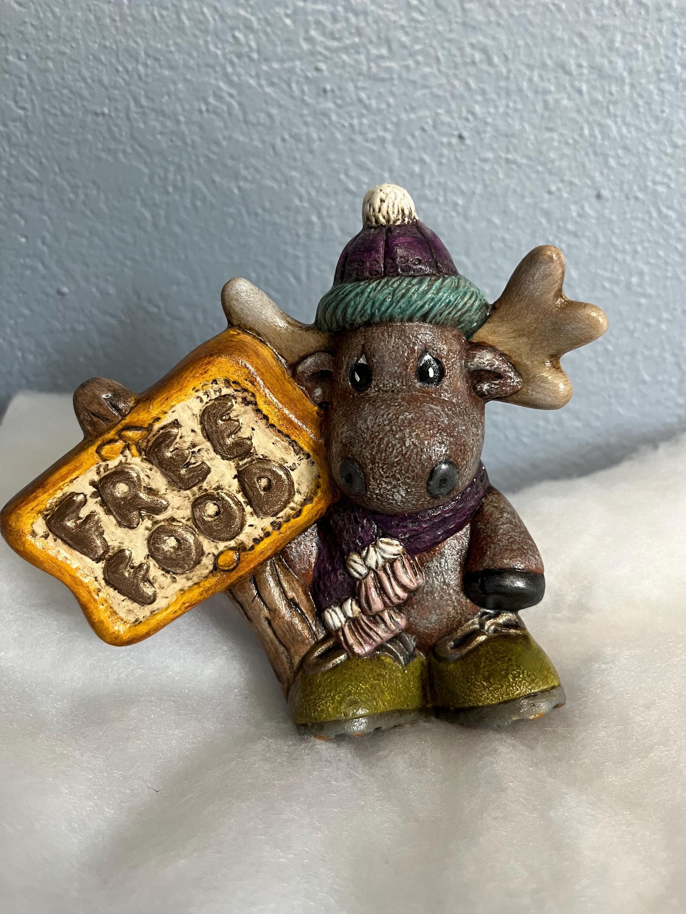 Hand Painted Ceramic Moose Figurine: Hiking Cabin Decor - Etsy