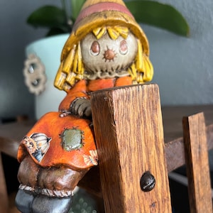 Ceramic Thanksgiving Scarecrow | Harvest Shelf Sitter Scarecrow | Fall Sitting Scarecrow
