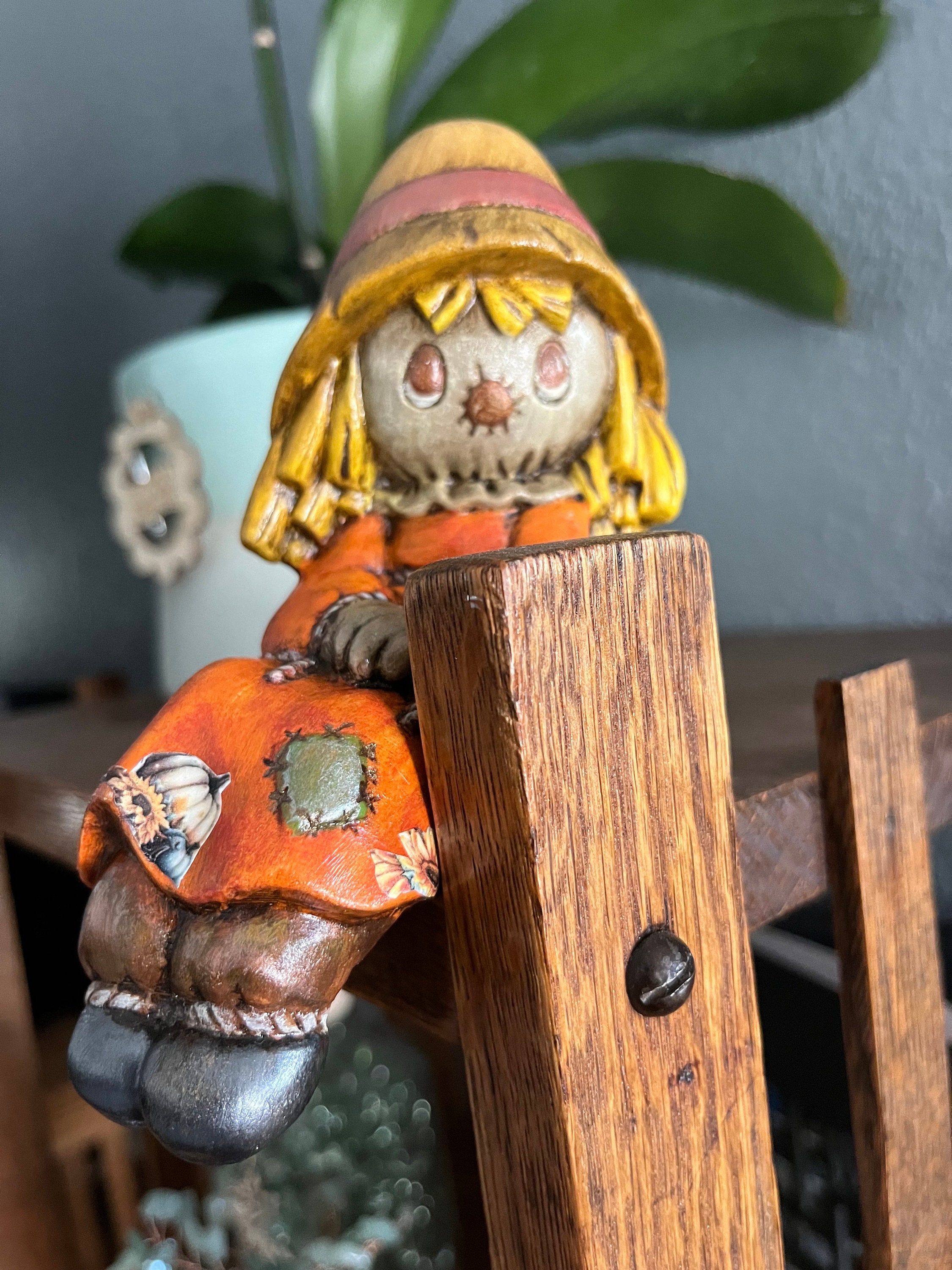 Ceramic Thanksgiving Sitting Scarecrow Figurine