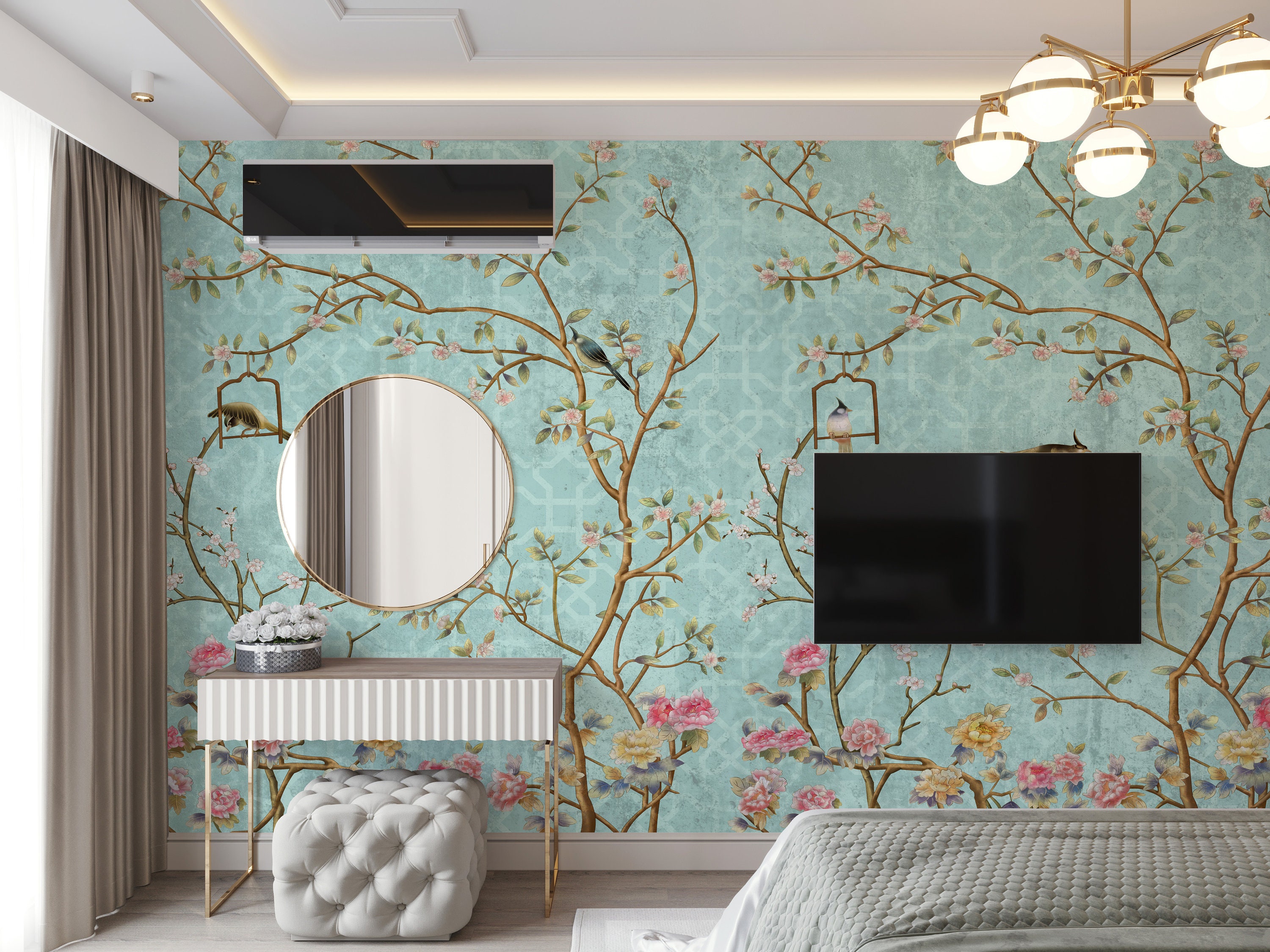Removable Wallpaper Chinoiserie Wallpaper Peel and Stick Wall Etsy
