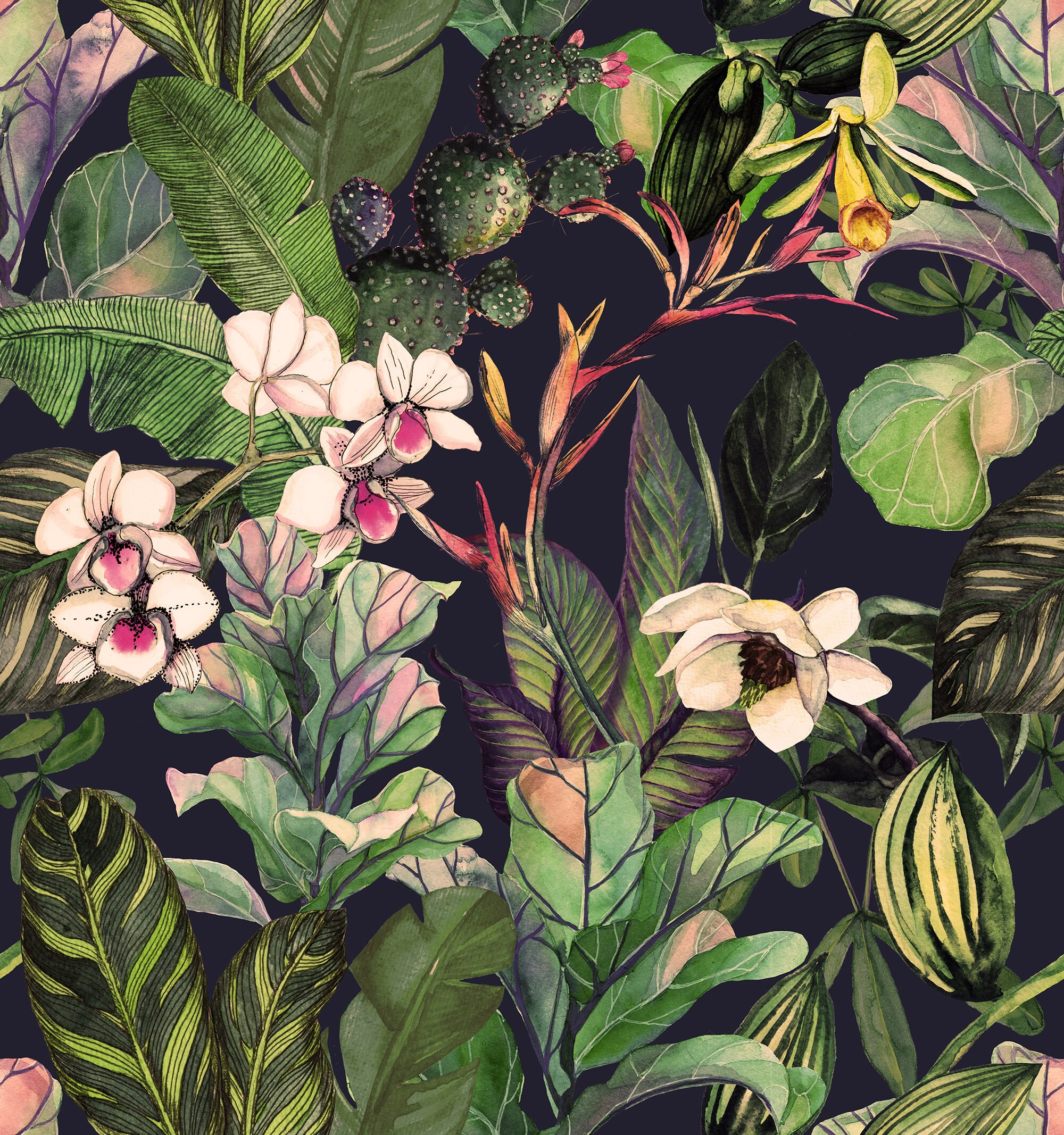 Dark Tropical Peel and Stick Wallpaper Botanical Wall Mural - Etsy
