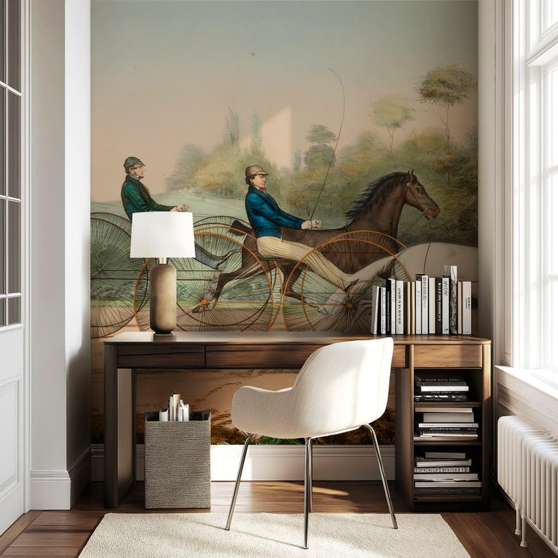19th Century Horse Harness Race Mural Wallpaper